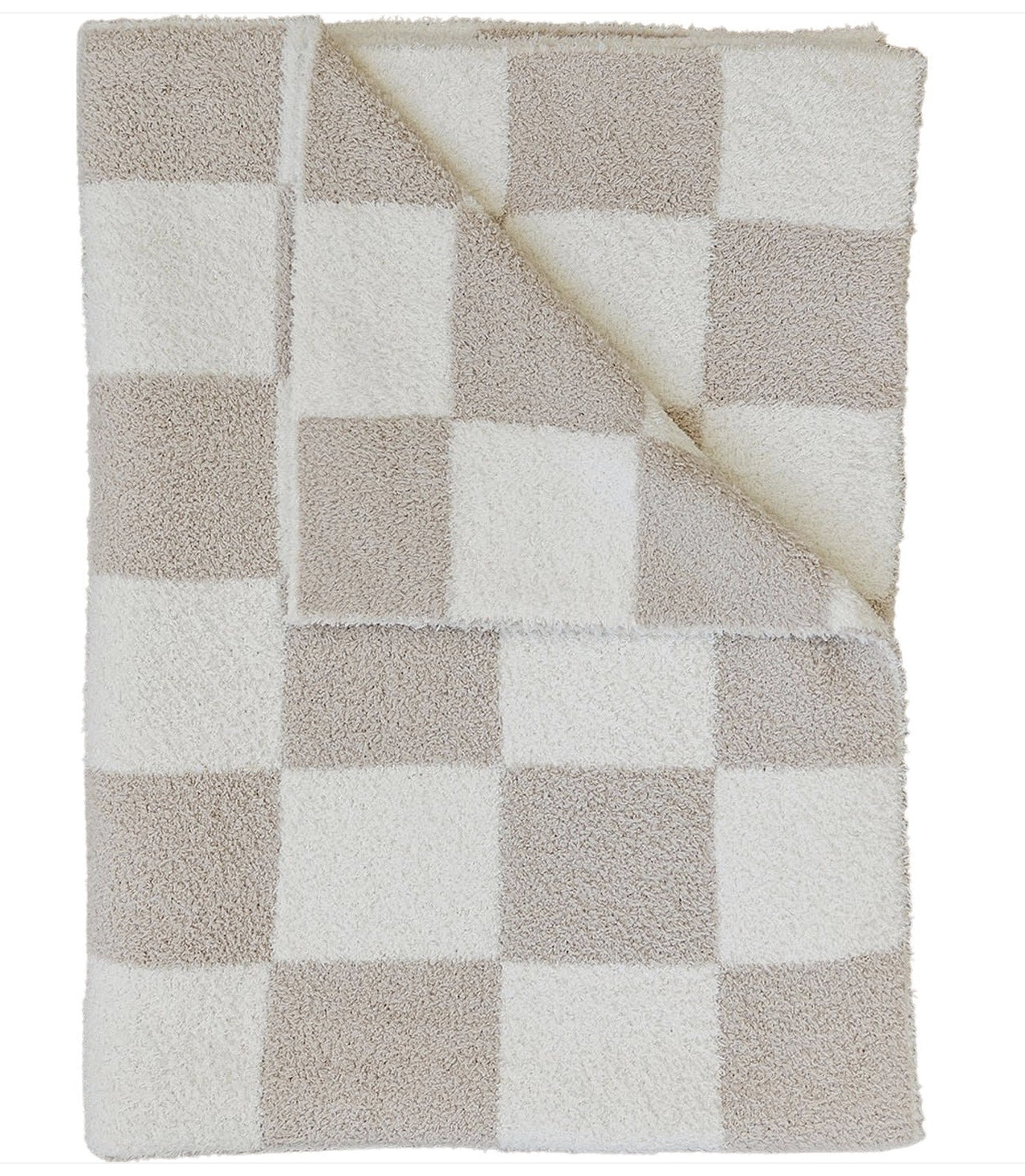 Taupe Checkered Plush Lovey Blanket