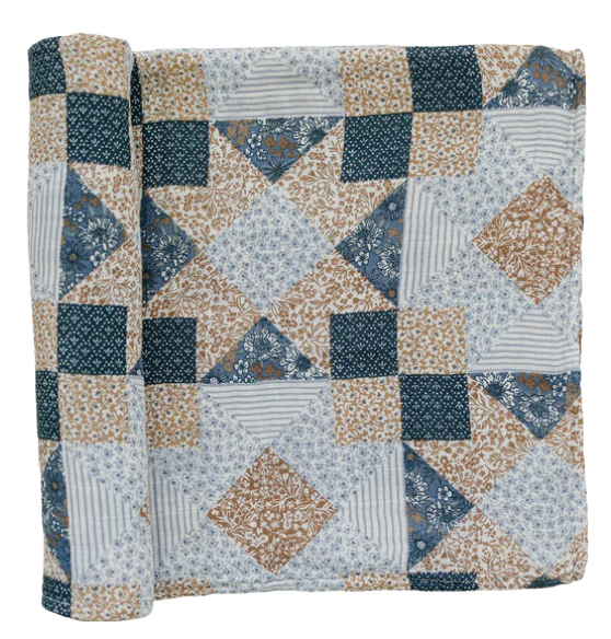 Patchwork Print Muslin Swaddle Blanket