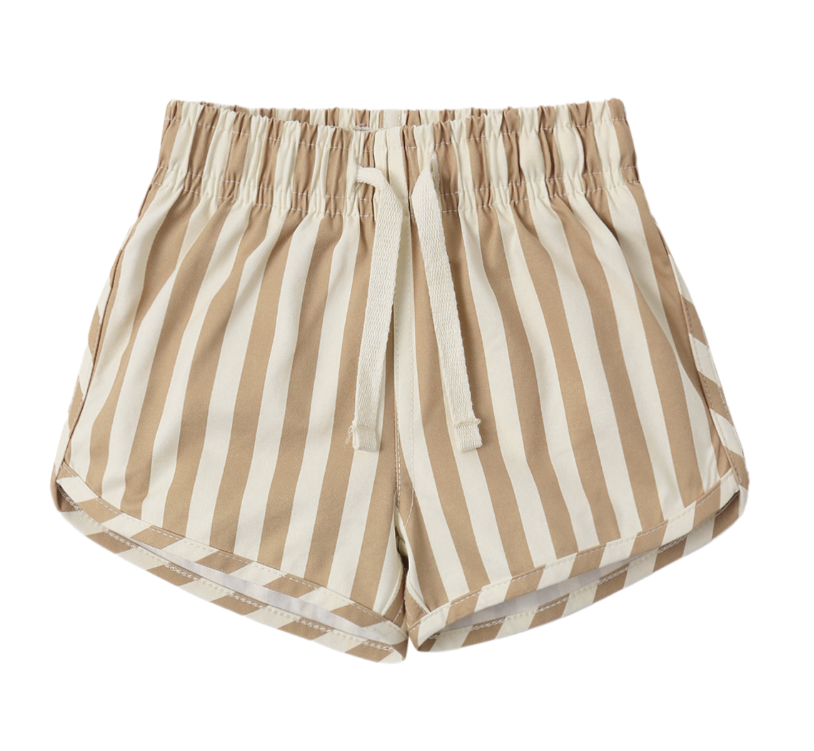 BOYS SWIM SHORT RETRO LATTE STRIPE