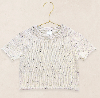 Knit Short Sleeve Tee - Cream Speckle