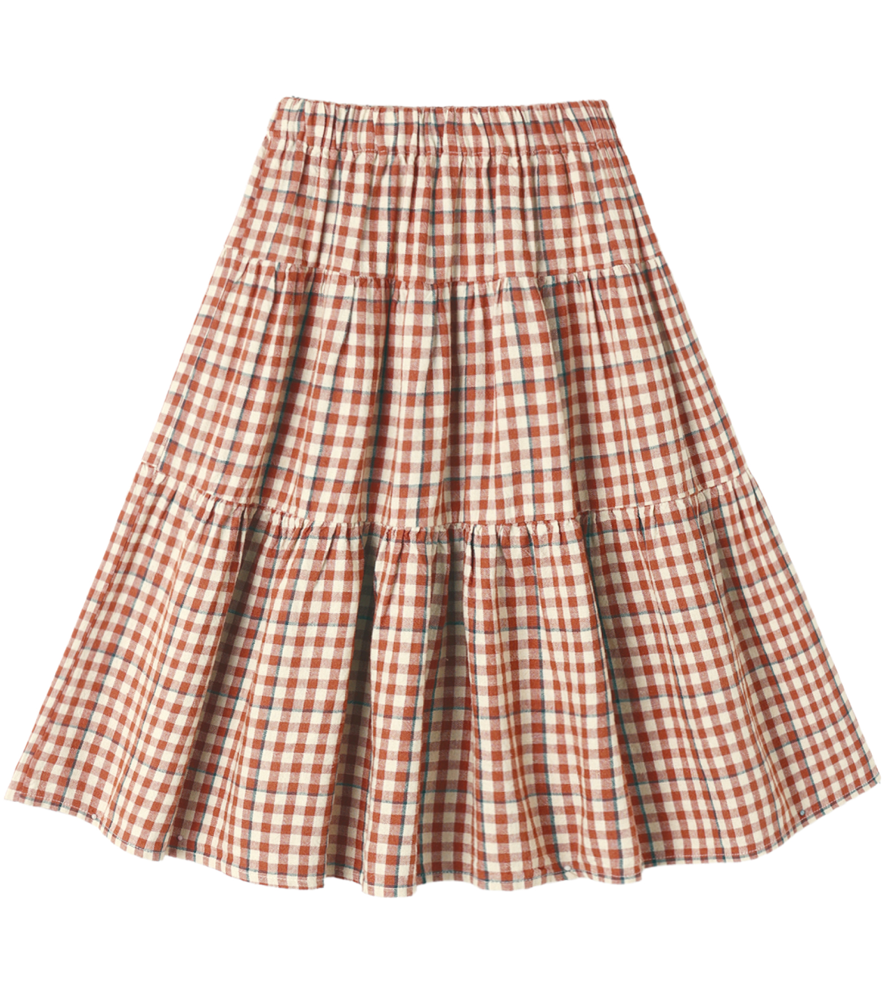 TIERED MIDI SKIRT POPPY GINGHAM