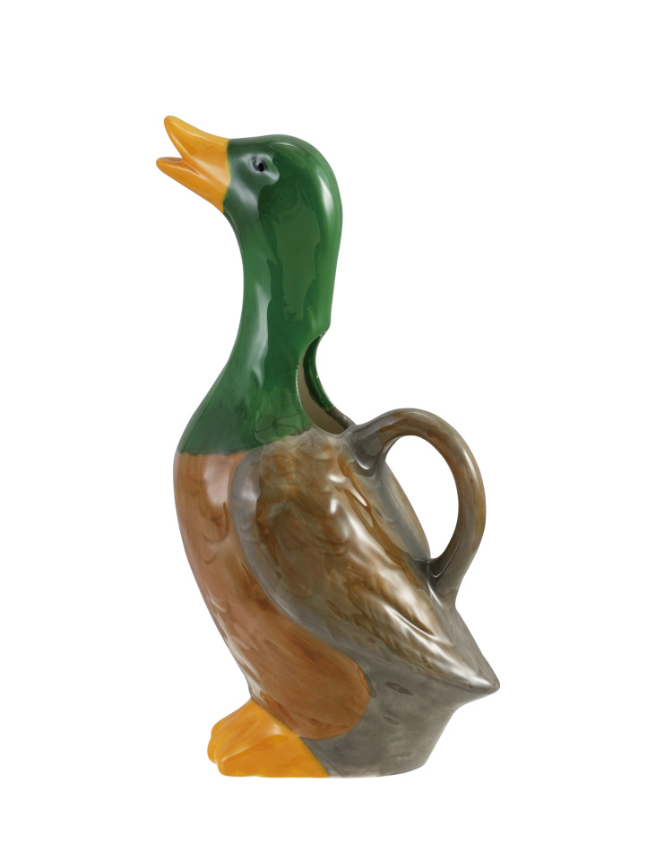 12 oz. Hand-Painted Stoneware Duck Shaped Pitcher