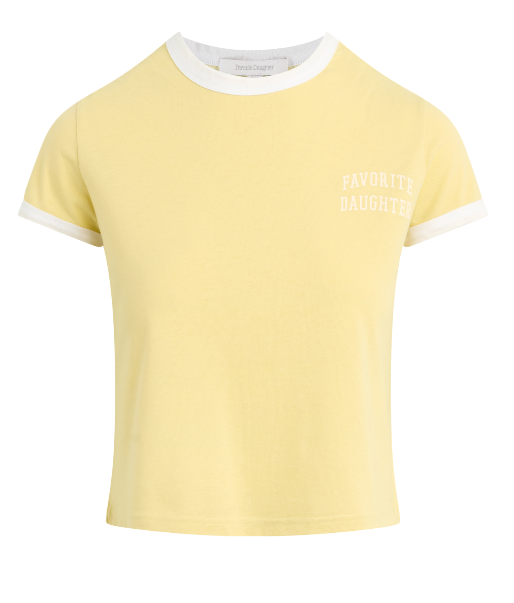 The Cropped Favorite Daughter Ringer Tee- YELLOW