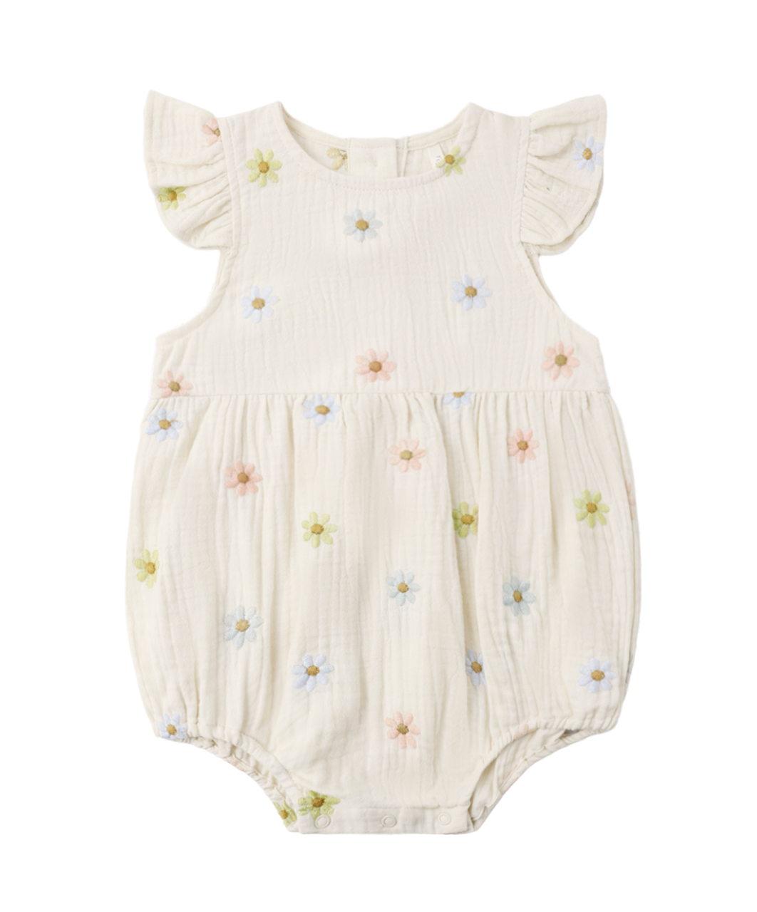 AMELIA ROMPER EMBROIDERED DAISIES