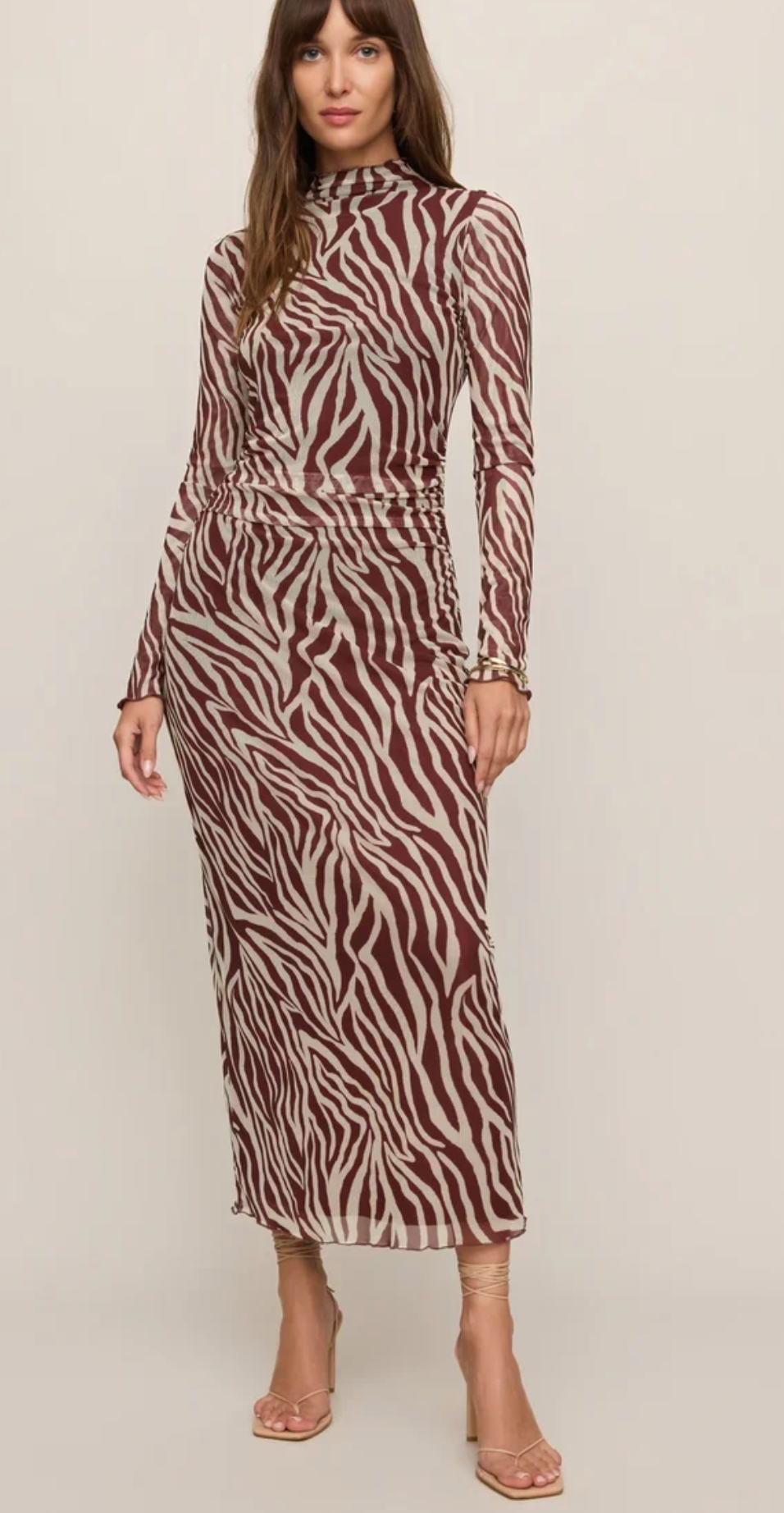 SEVILLA ZEBRA MESH MIDI DRESS