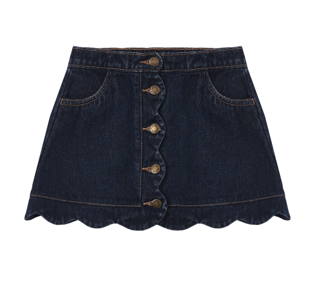 SCALLOP MINI SKIRT DARK INDIGO
