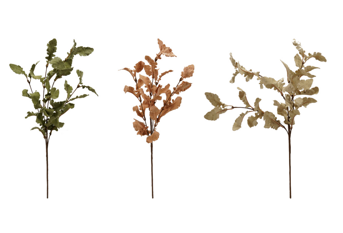 Faux Oak Leaf Stem, 3 Colors