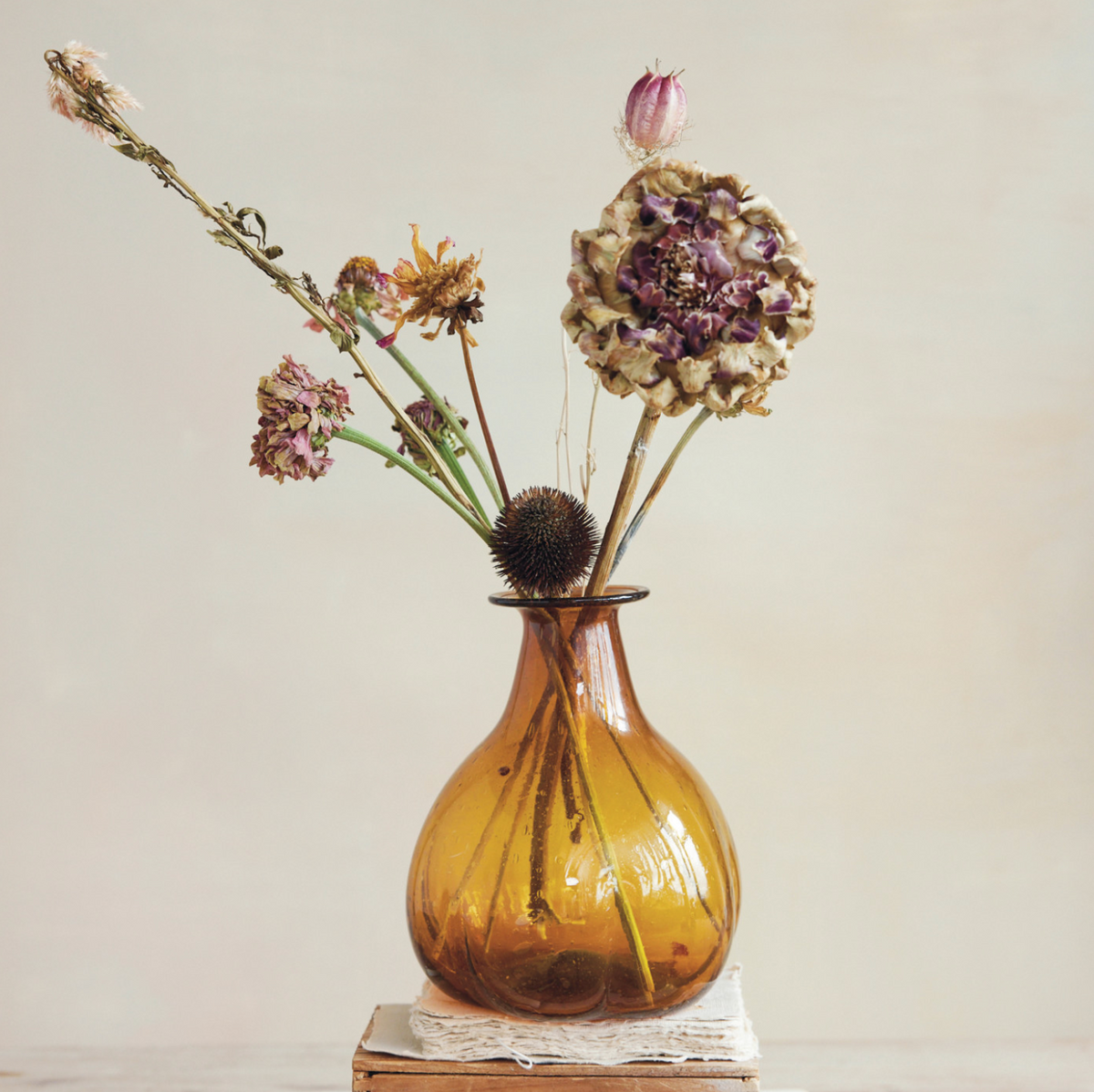Hand-Blown Glass Vase, Brown