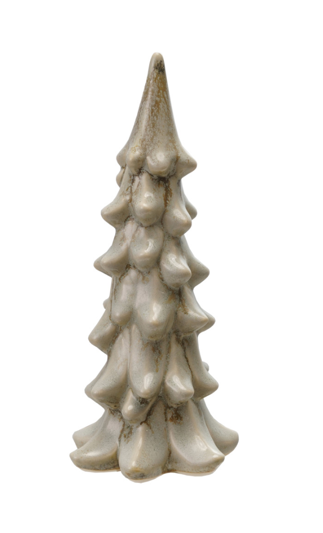 Stoneware Tree, Reactive Glaze, Light Green