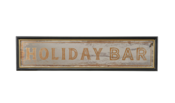 Wood Framed Wall Decor with Antiqued Mirror "Holiday Bar"