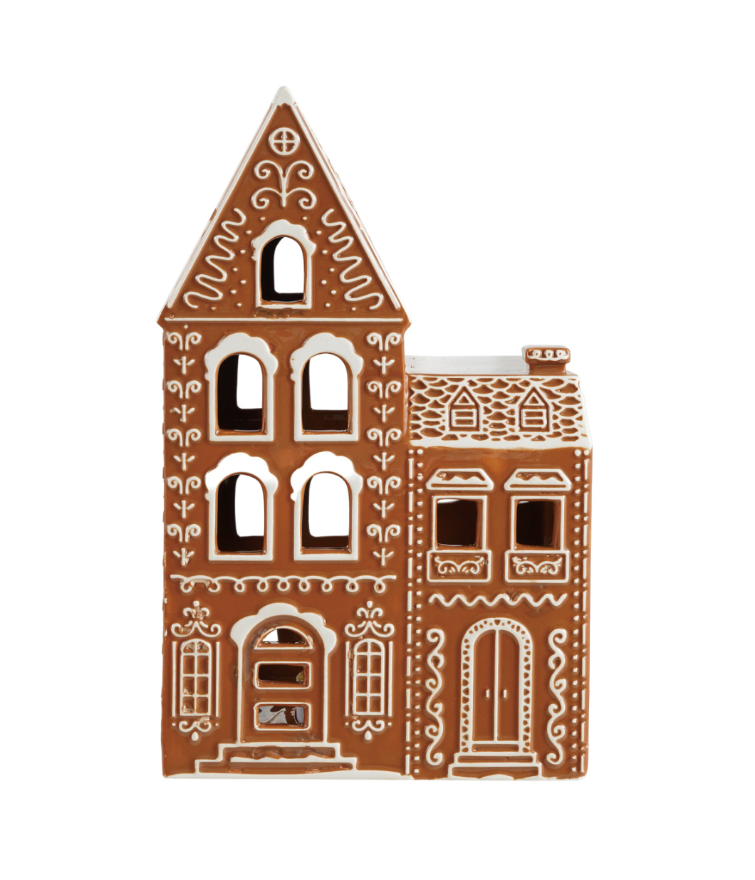 Hand-Painted Ceramic Gingerbread House with Embossed Design