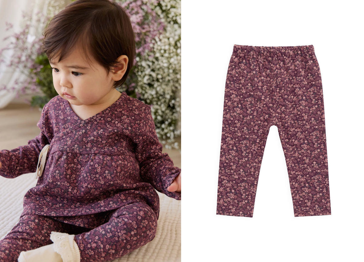 Organic Cotton Everyday Legging - Fig Floral