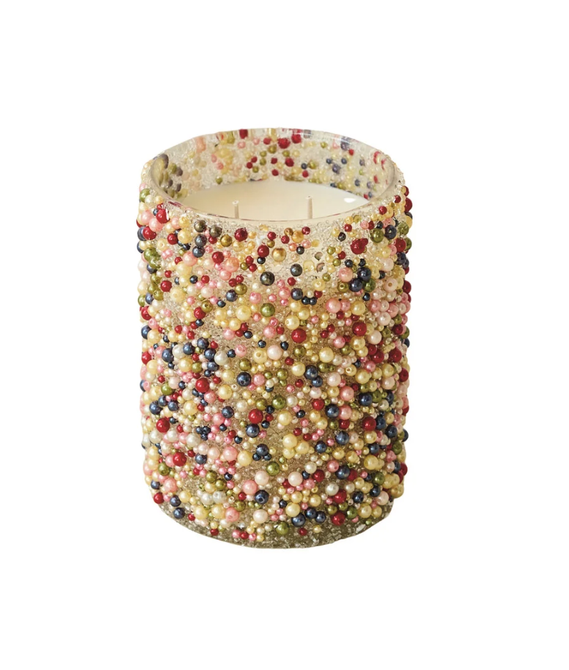 20.5 oz. Glass Winter Berry Scented Votive Candle with Beads