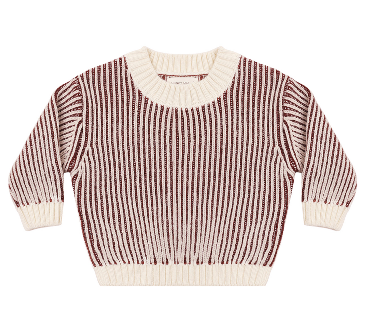 RELAXED KNIT SWEATER BLACK CHERRY STRIPE