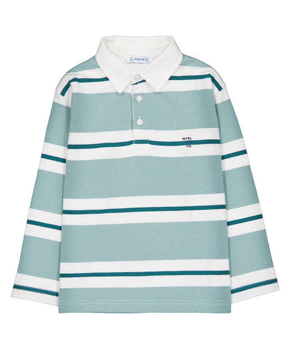 Aqua Polo Stripe Top