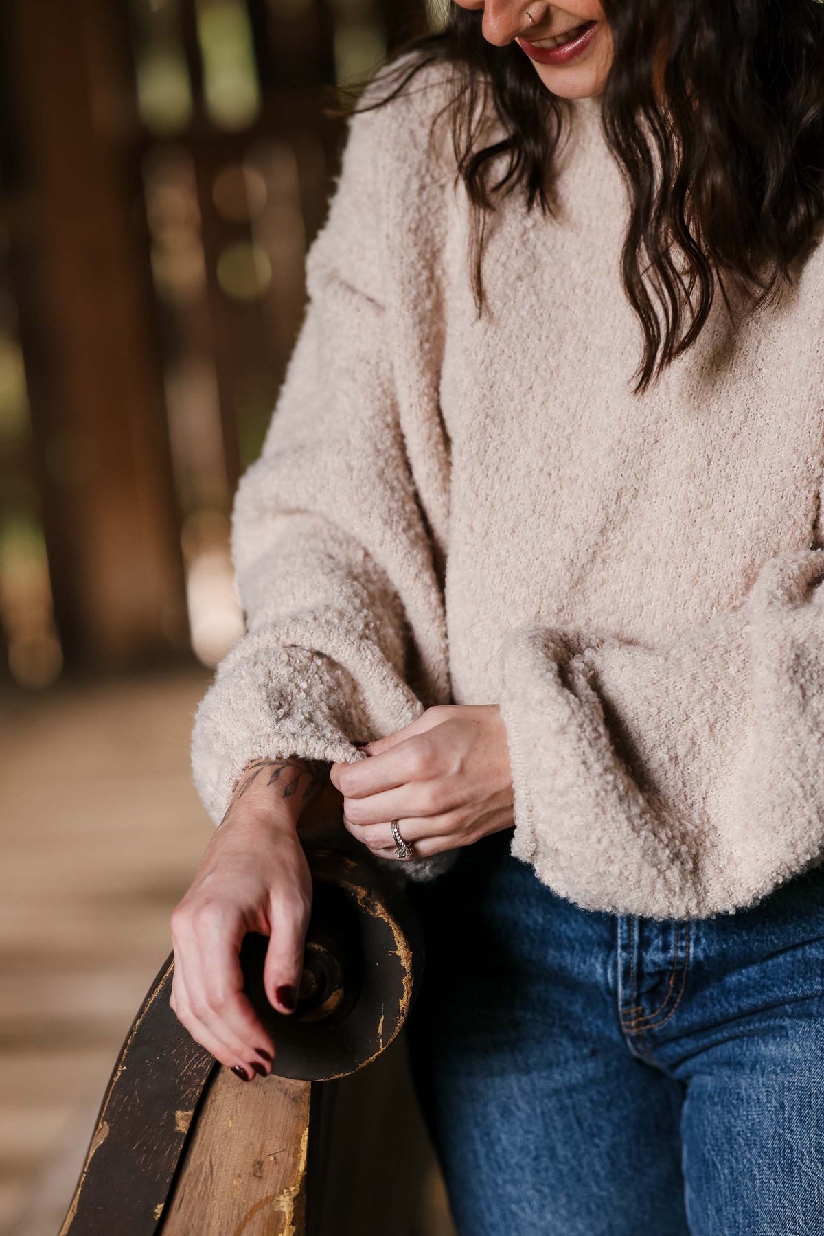 FALL FEST FUZZY BALLOON SLEEVE PULLOVER- FINAL SALE