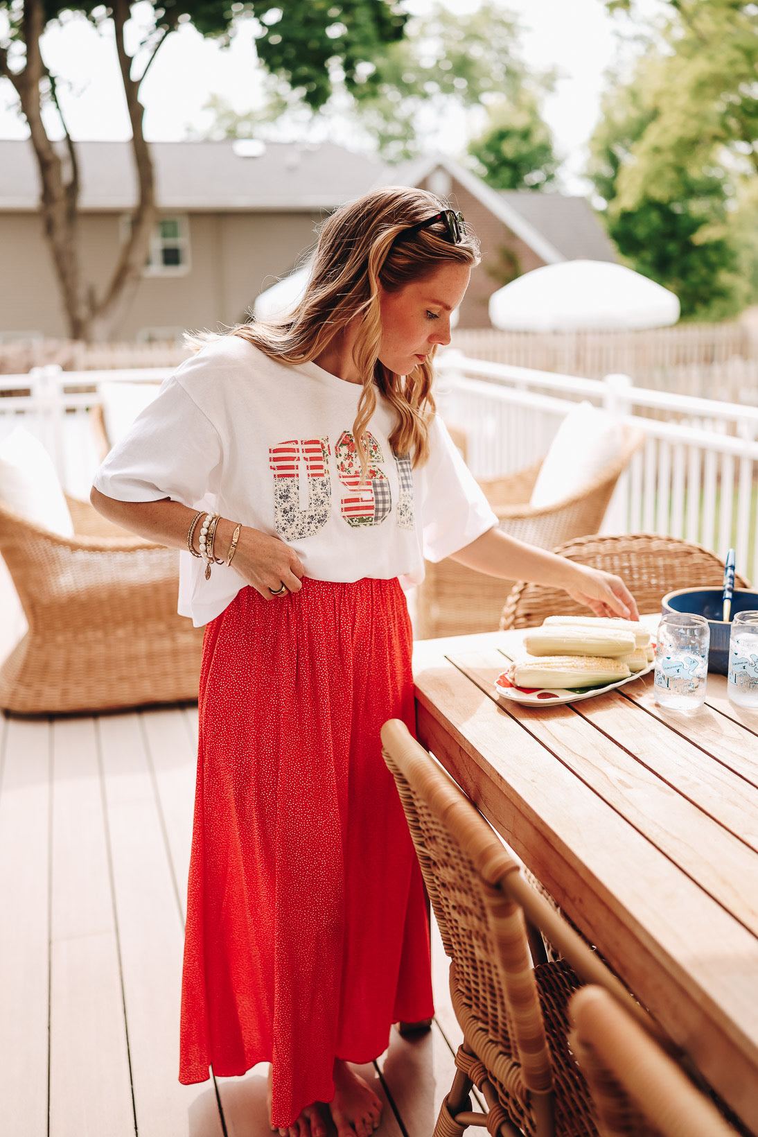 NINA ELASTIC WAIST FLOWY MIDI SKIRT