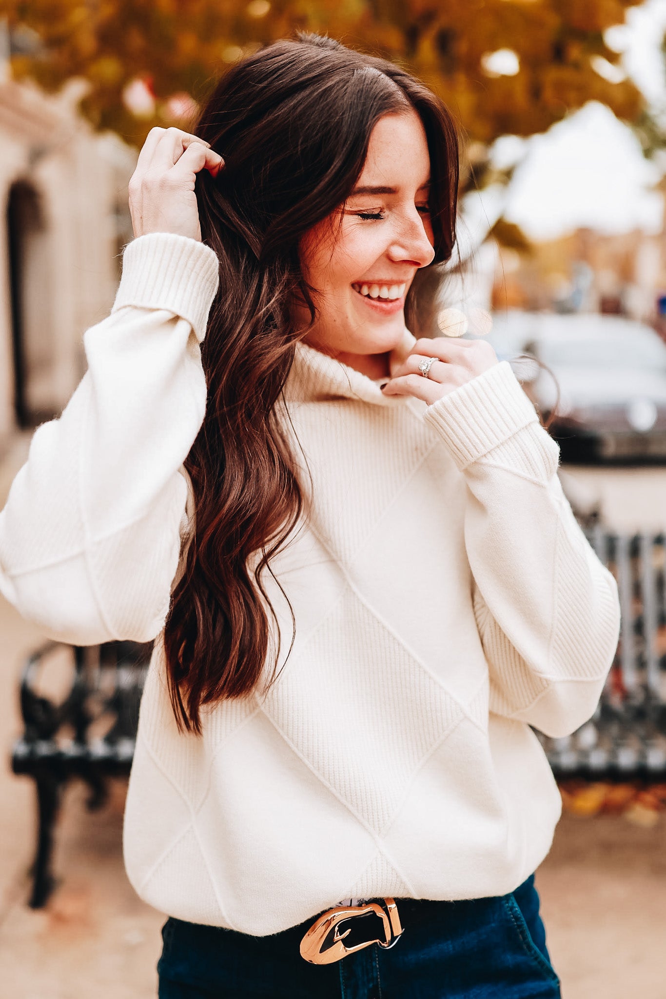 HARPER ARGYLE TURTLENECK SWEATER