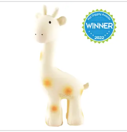 Giraffe Natural Organic Rubber Teether, Rattle & Bath Toy