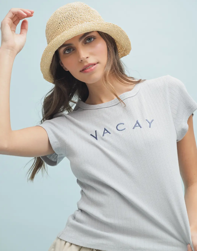 VACAY RIBBED KNIT TEE