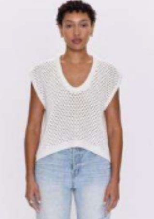BECK LE BLANC OPEN KNIT CROPPED SWEATER