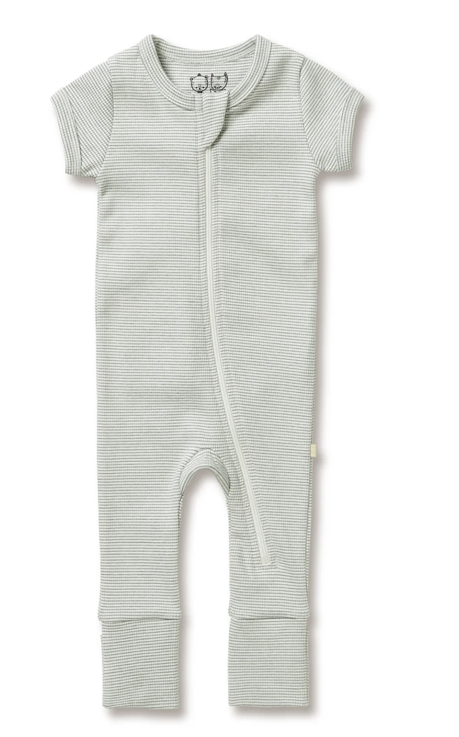 Organic Stripe Rib Zipsuit with Feet