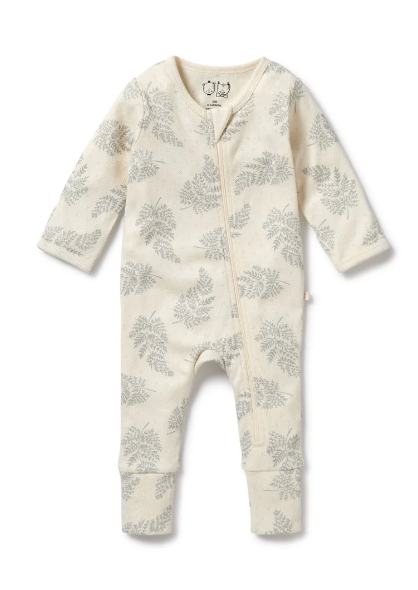 Forever Ferns Organic Pointelle Zipsuit with Feet