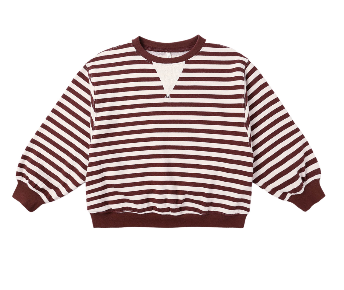 OVERSIZED CREW || BURGUNDY STRIPE