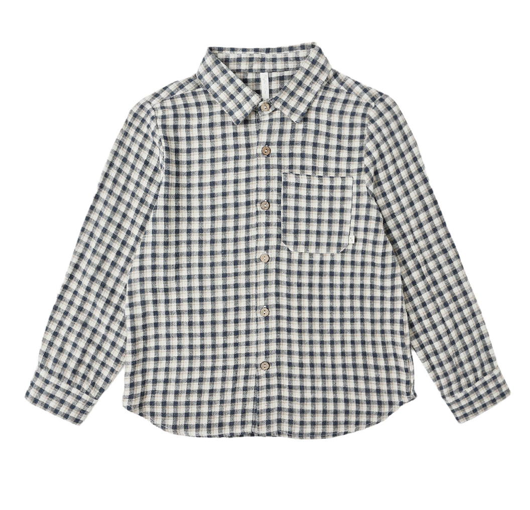 COLLARED LONG SLEEVE SHIRT || NAVY CHECK