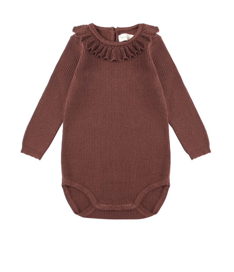 RUFFLE COLLAR BODYSUIT || BURGUNDY