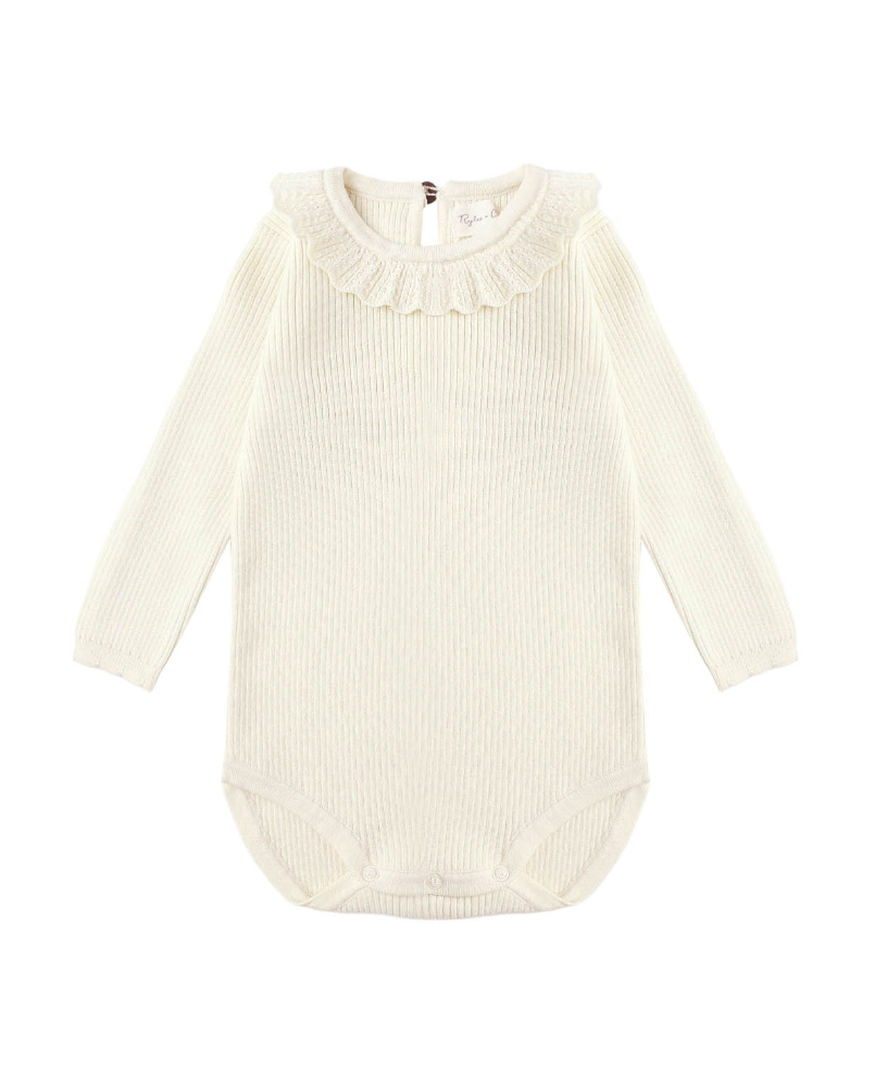 RUFFLE COLLAR BODYSUIT || NATURAL