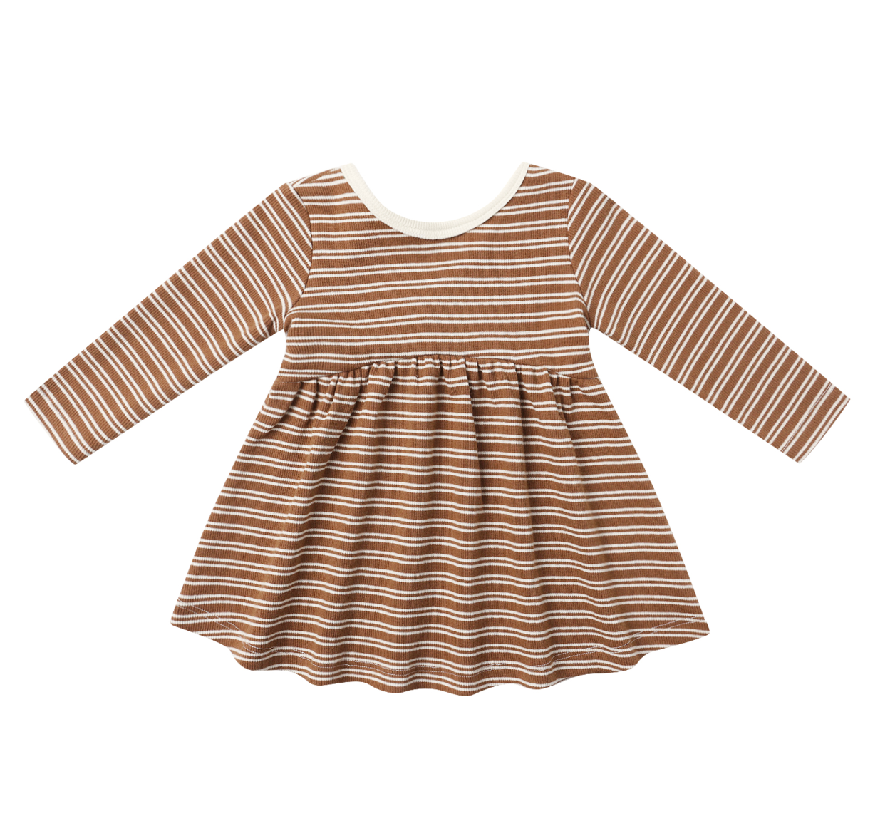 RIBBED LONG SLEEVE DRESS || CEDAR MICRO STRIPE