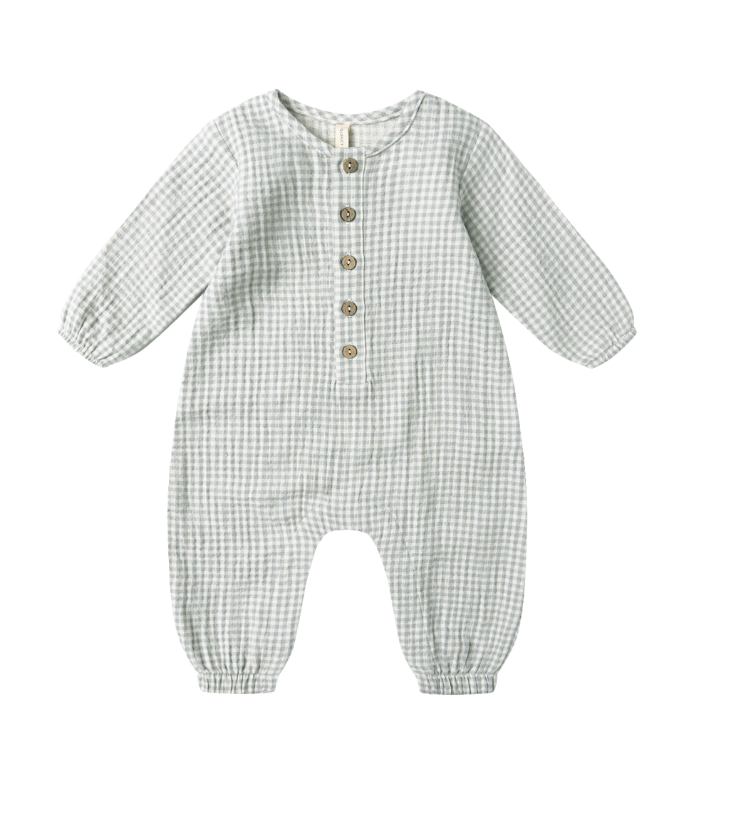 WOVEN JUMPSUIT || BLUE GINGHAM