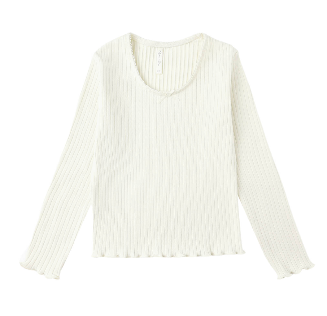 RIBBED LONG SLEEVE || IVORY