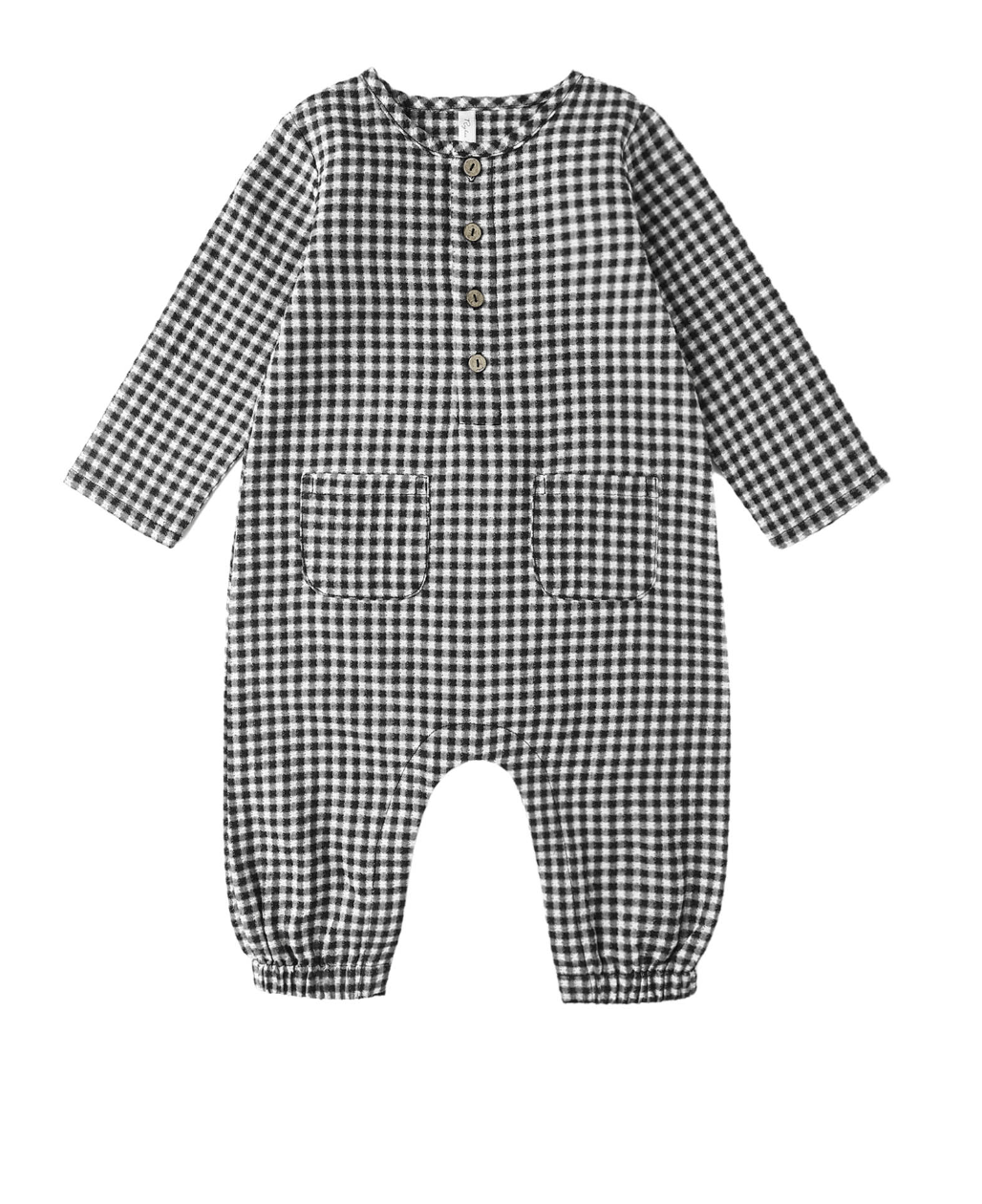 LONG SLEEVE WOVEN JUMPSUIT || BLACK GINGHAM