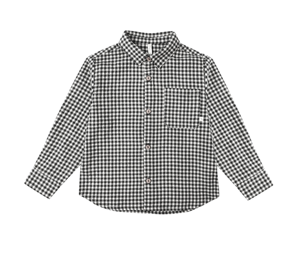 COLLARED LONG SLEEVE SHIRT || BLACK GINGHAM
