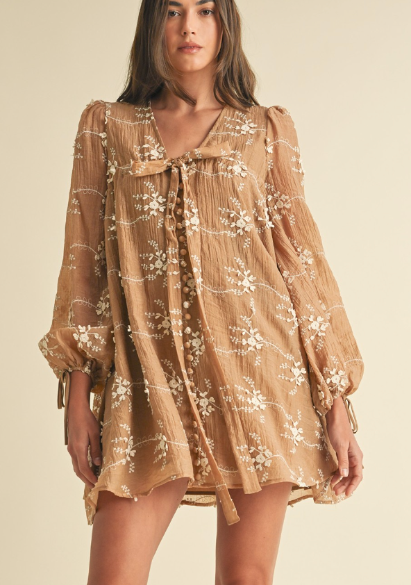 HIT THE ROAD RUNNING EMBROIDERED DRESS