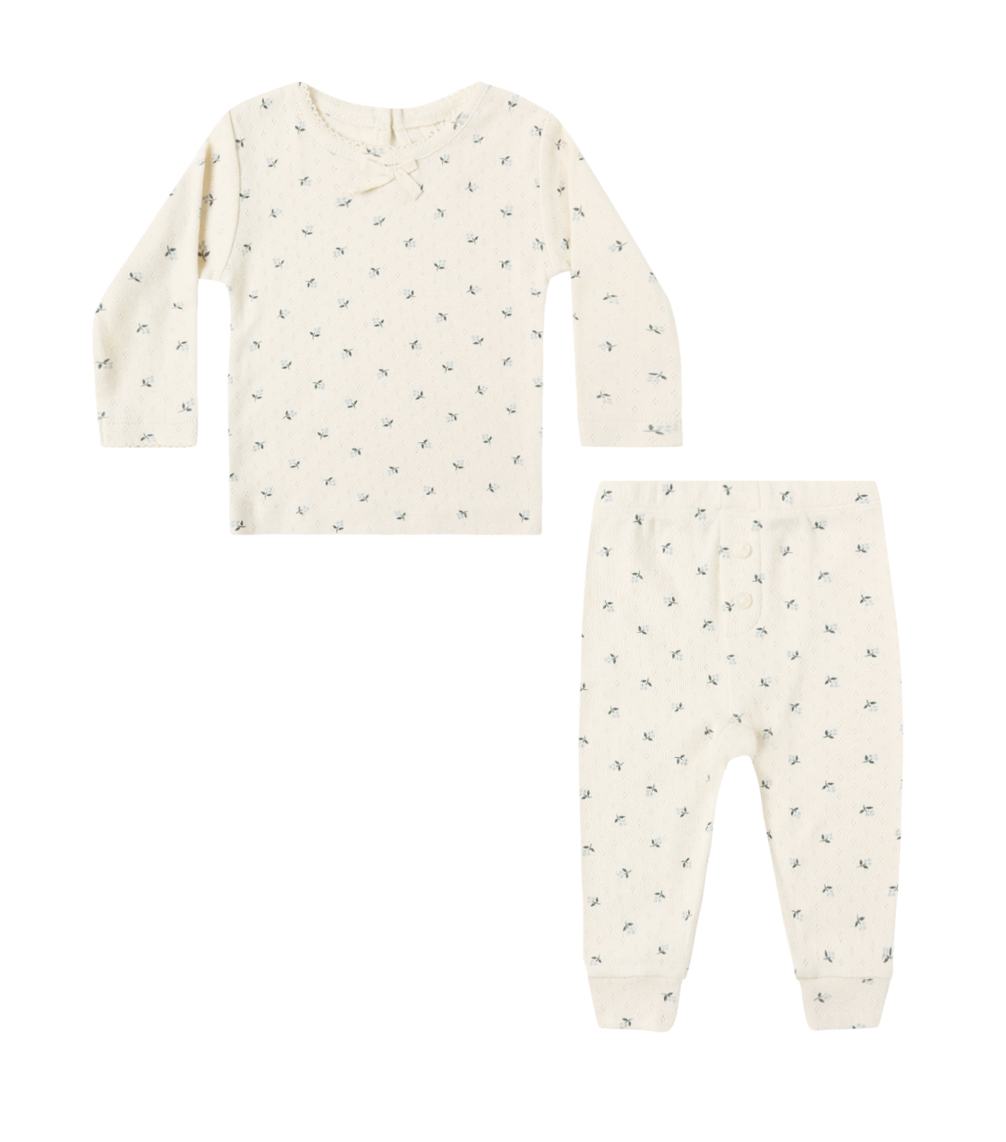 POINTELLE LONG SLEEVE TEE + LEGGING || BLUE DITSY
