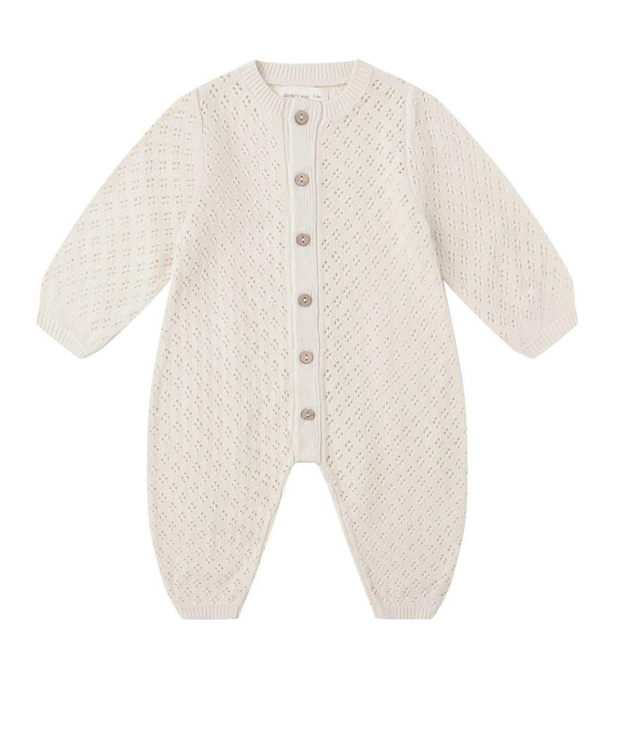 LONG SLEEVE BUBBLE ROMPER || NATURAL