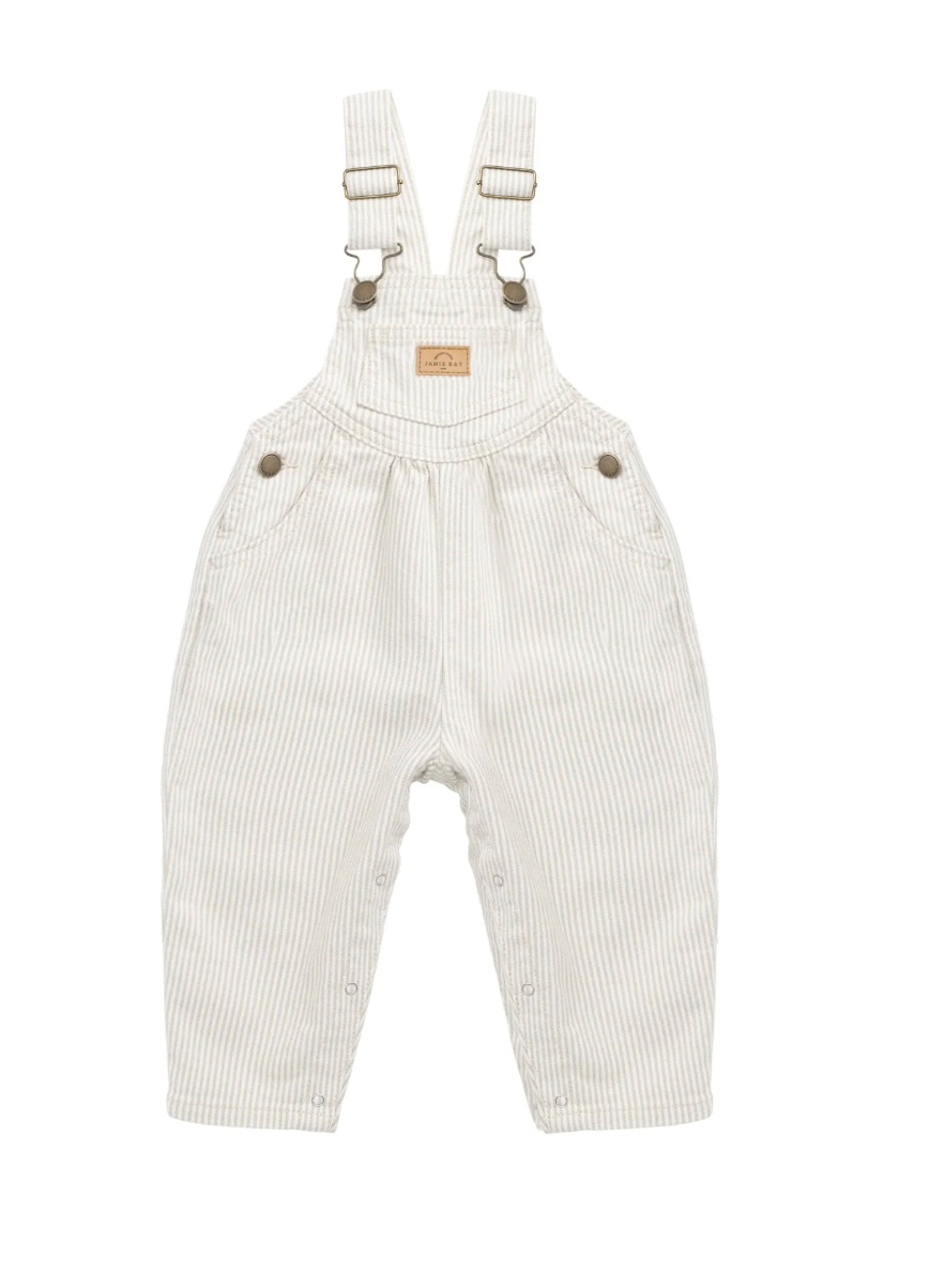 Cecil Overall - Fine Vertical Stripe Sandy Brown/Cloud