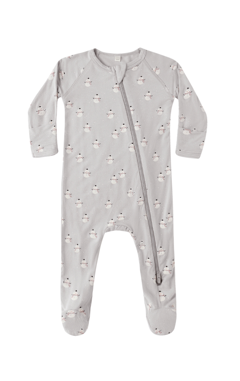 BAMBOO ZIP FOOTIE || SNOWMEN