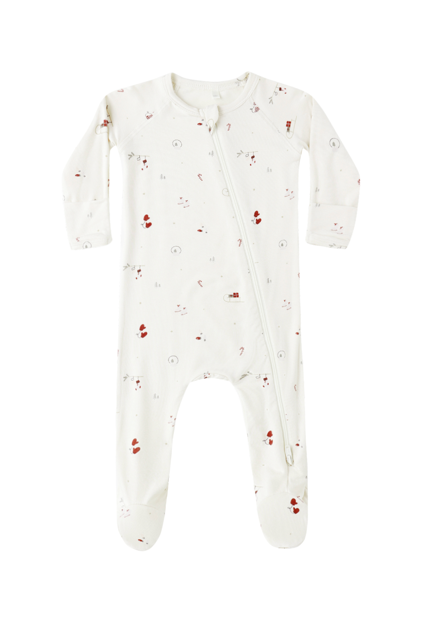 BAMBOO ZIP FOOTIE || WINTER WONDERLAND