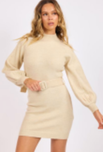 MAEVE BELTED LONG SLEEVE SWEATER DRESS