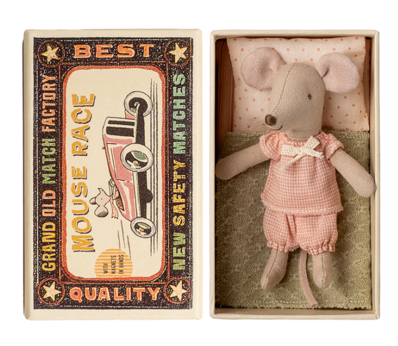 Little sister mouse in matchbox