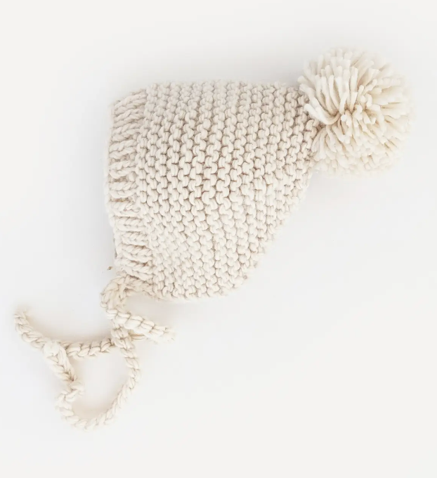 Natural Garter Stitch Knit Bonnet