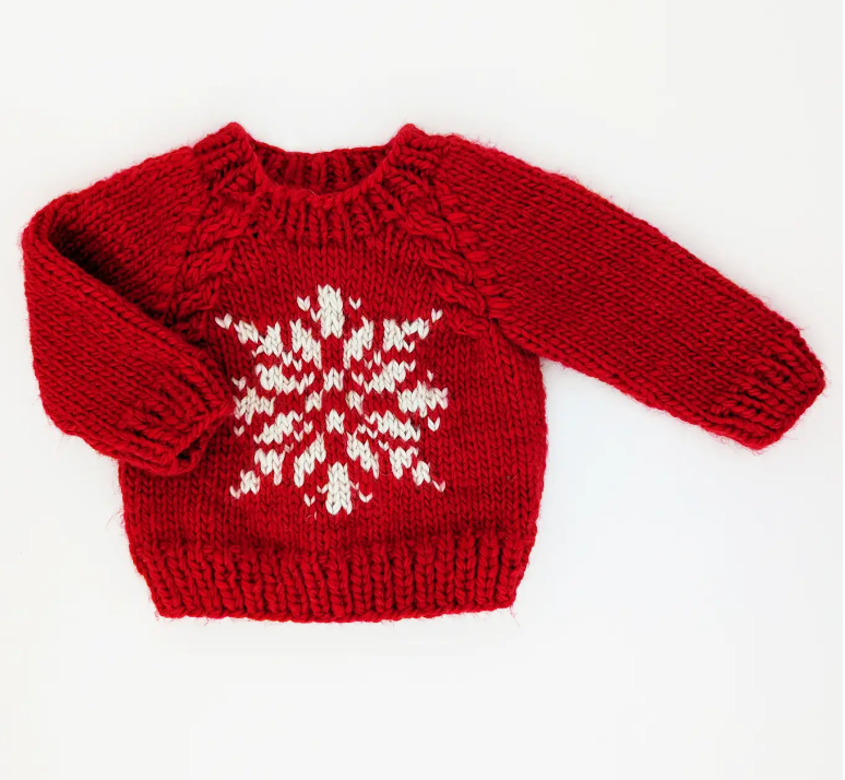 Snowflake Red Crew Neck Sweater