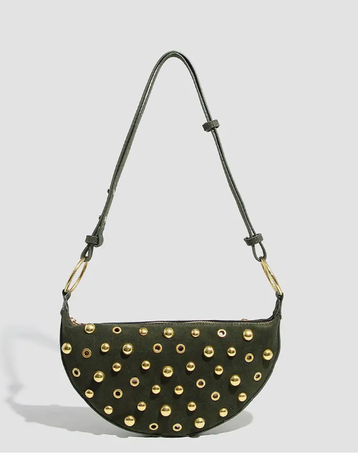 STUDDED POLKA DOT SHOULDER BAG