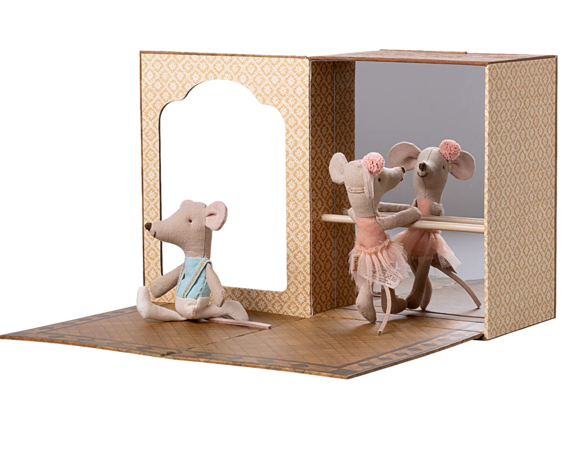 Ballet mice in dance studio, Little  sister and brother