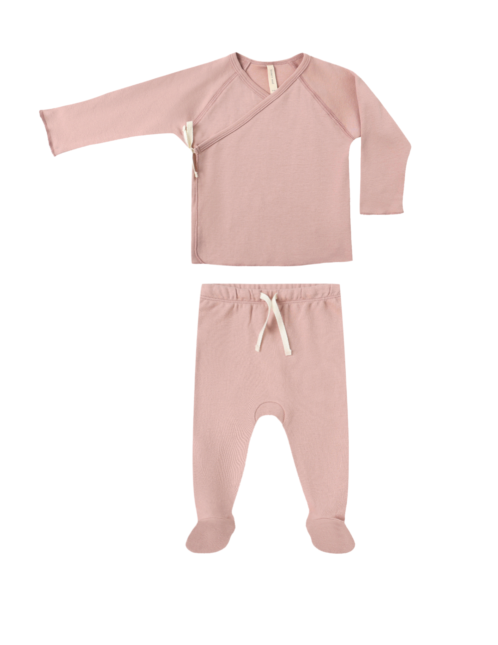 WRAP TOP + FOOTED PANT SET ROSE