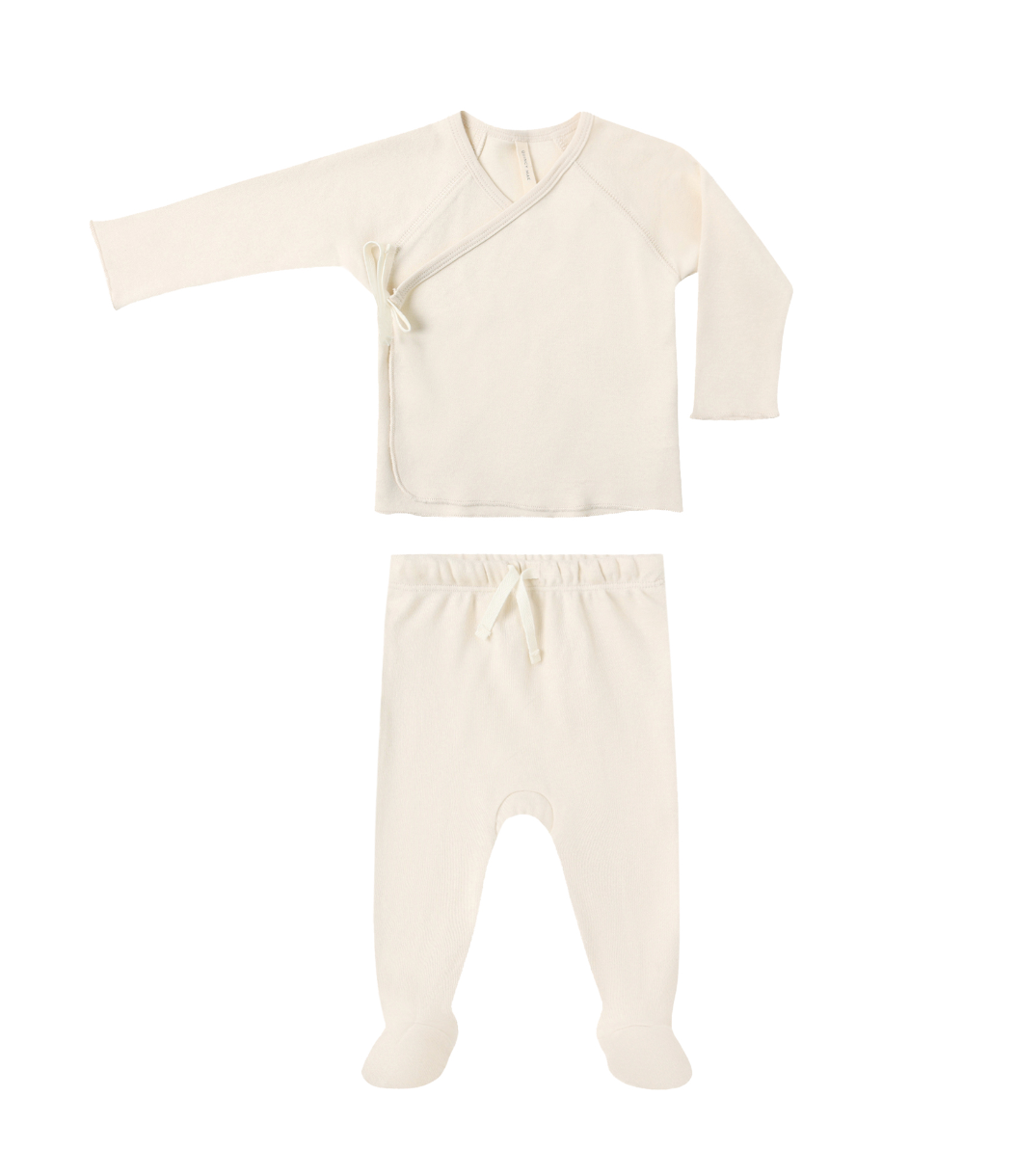 WRAP TOP + FOOTED PANT SET NATURAL